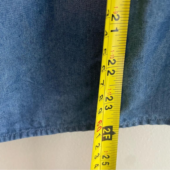 MASSIMO DUTTI Chambray Lace Balloon Sleeve Blouse - Blue Size 4 - Picture 11 of 12